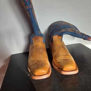 Women's Brown and Blue Western Boots